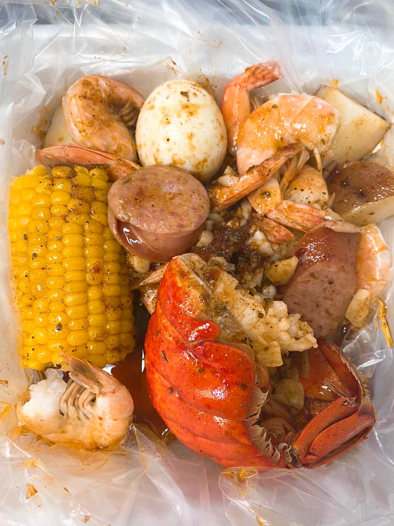 Order Combo B- 1 pc Lobster Tail and Shrimp (without head) 1/2 lb) food online from Little Easy store, Muskegon on bringmethat.com