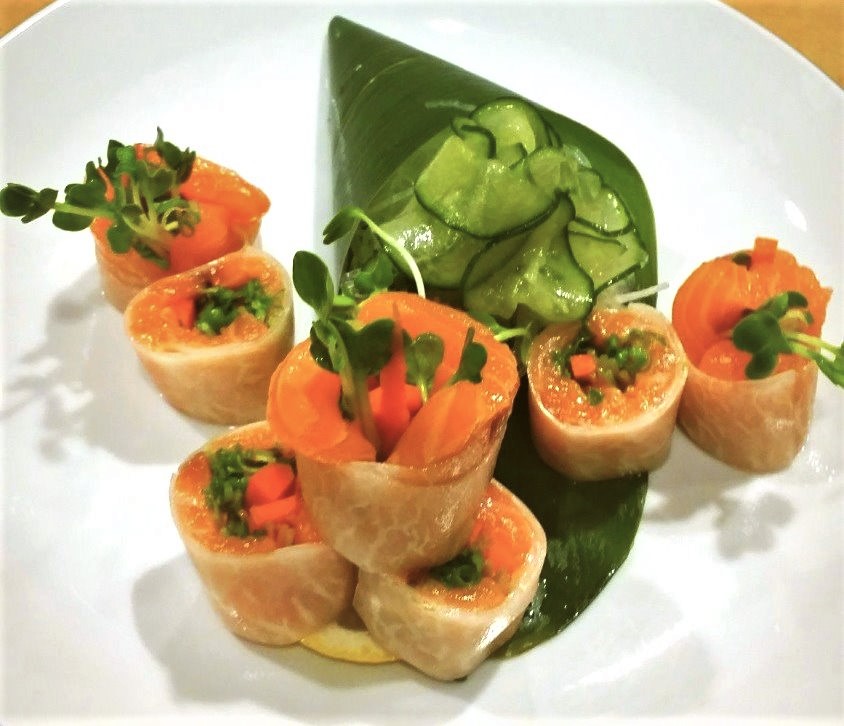 Order Salmon Raddish Wrap food online from Shogun Sushi store, Santa Clarita on bringmethat.com