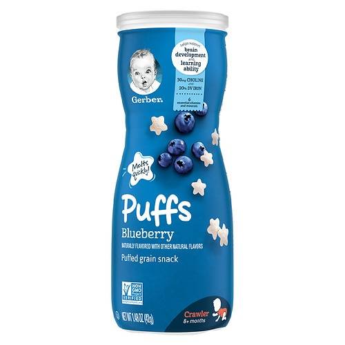 Order Gerber Blueberry Puffed Grain Snack Blueberry - 1.5 oz food online from Walgreens store, Lincoln on bringmethat.com