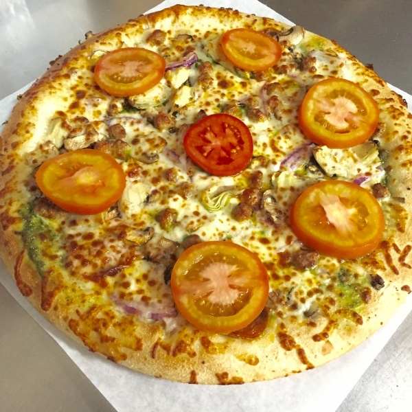 Order Mediterranean Pizza food online from A Pizza Mart  store, Seattle on bringmethat.com