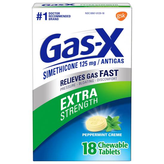 Order Gas-X Extra Strength Gas Relief Chewable Tablets Peppermint Creme (18 ct) food online from Rite Aid store, Wilmington on bringmethat.com