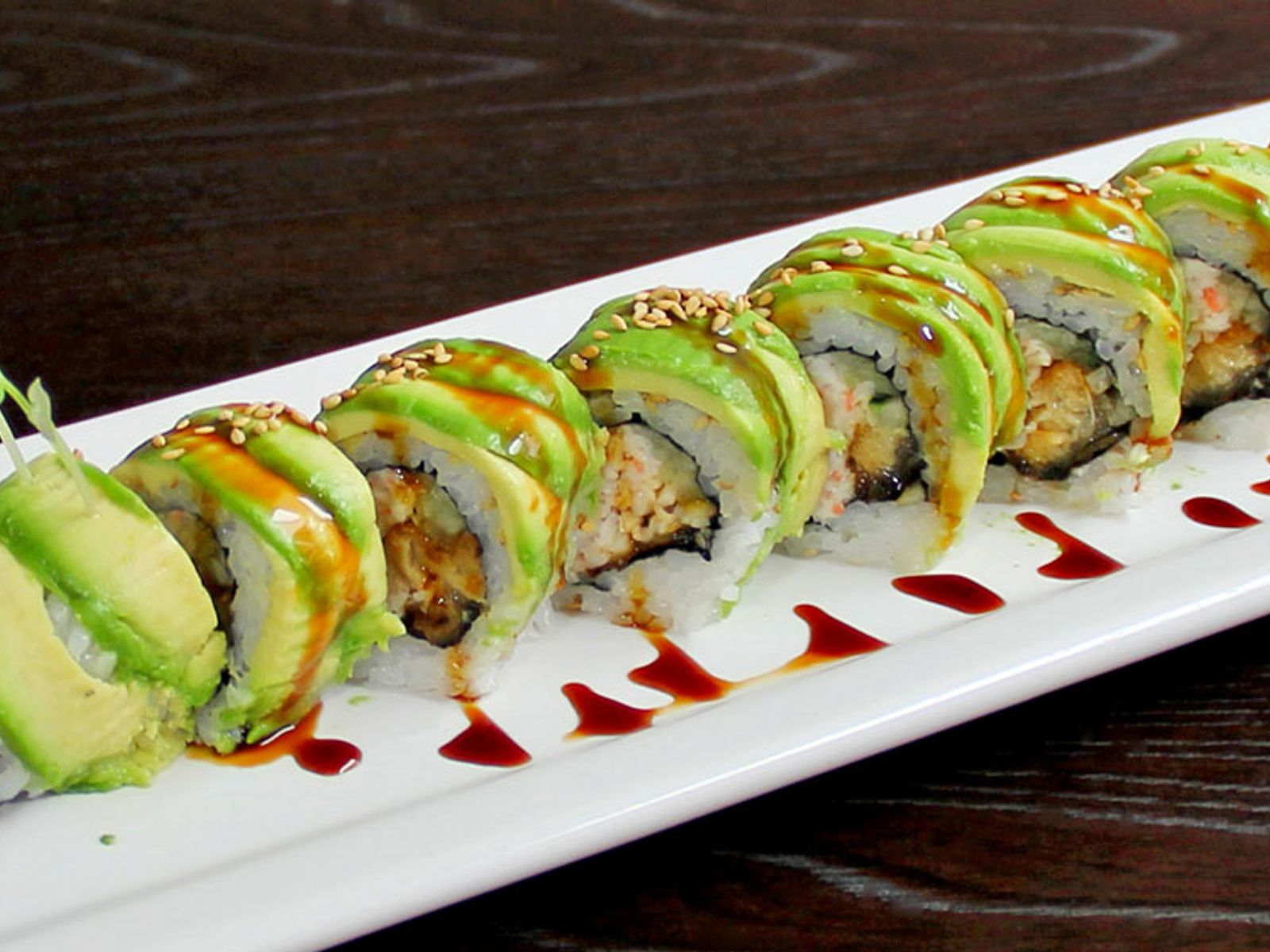 Order Caterpillar Roll food online from The Room Sushi Bar store, Los Angeles on bringmethat.com