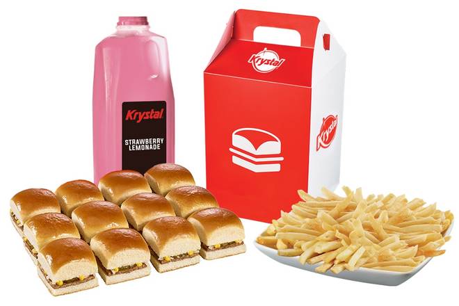 Order 12 KRYSTALS, PARTY FRIES/TOTS & HALF GALLON BEVERAGE food online from Krystal - Curry Ford store, Gallatin on bringmethat.com