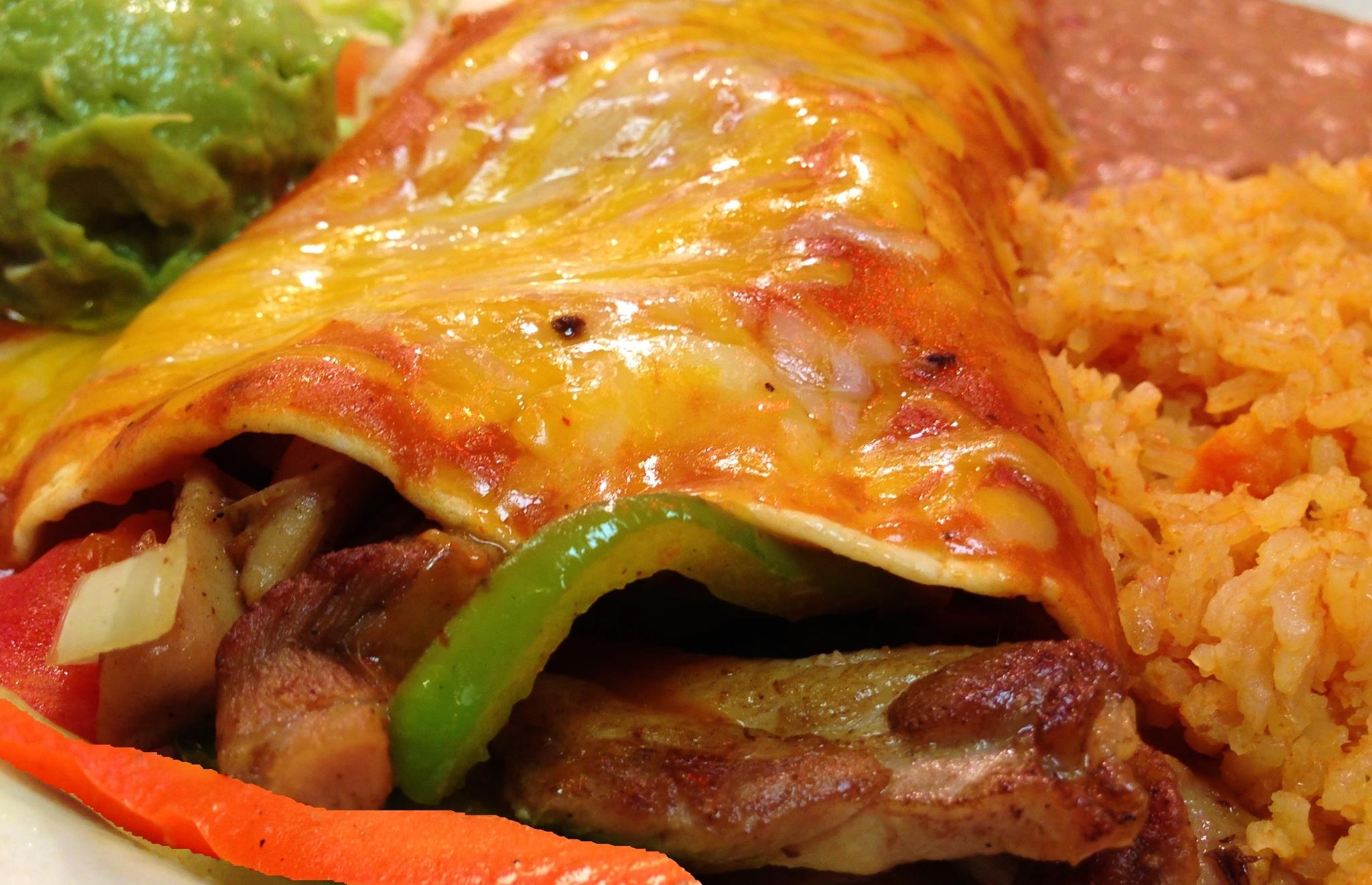 Order Fajita Burrito food online from Fiesta Mexican Restaurant store, Kennewick on bringmethat.com