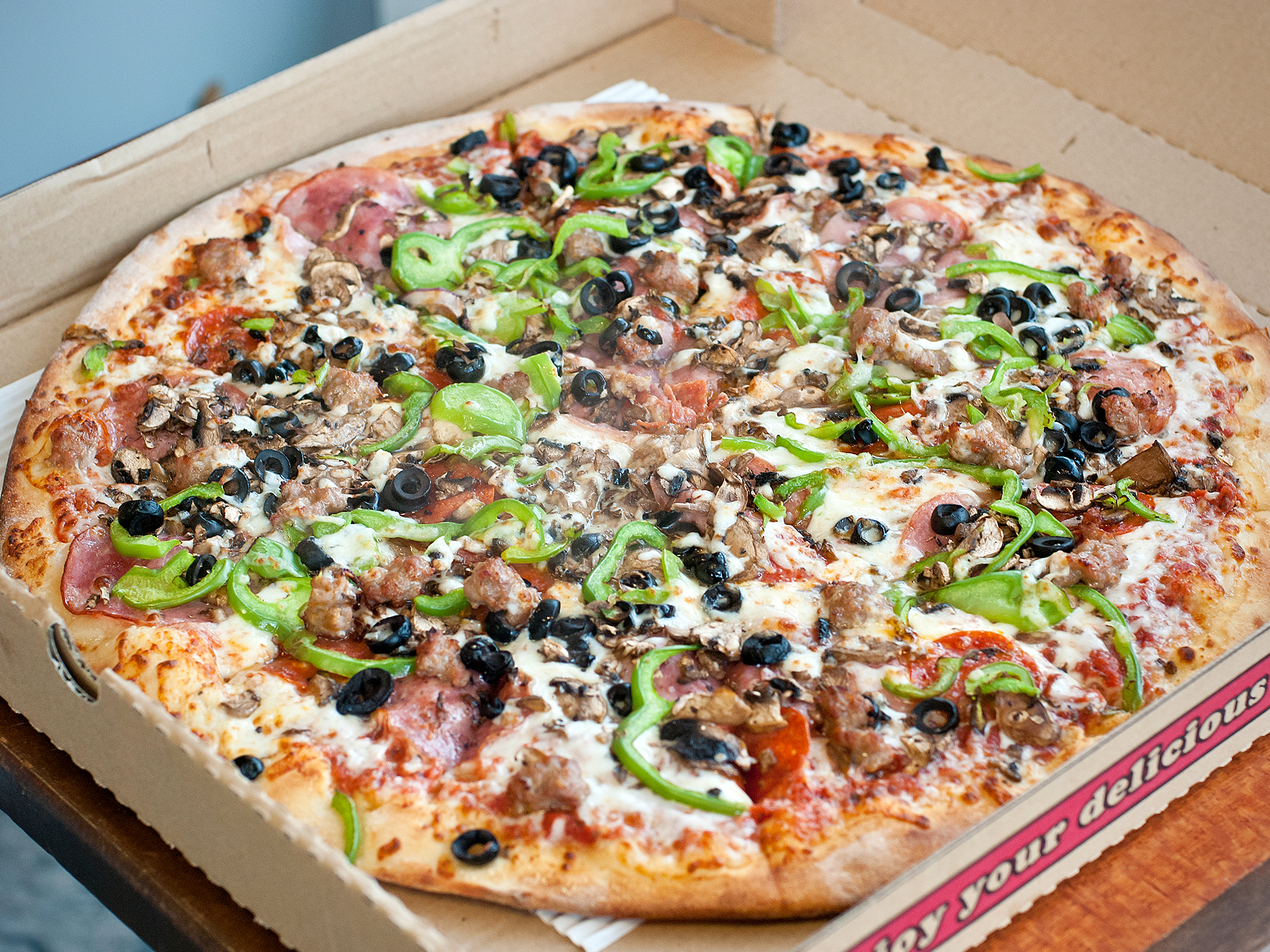 Order 9" Mini Combination Pizza food online from New York Pizza store, San Bruno on bringmethat.com