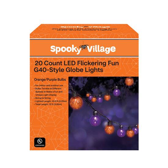 Order Spooky Village LED Flickering Fun G40-Style Globe Lights, Orange and Purple, 20 ct, 10.5 ft food online from CVS store, CERRITOS on bringmethat.com