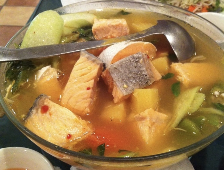 Order Vietnamese Hot and Sour Soup with Salmon (Canh chua cá) food online from Hello Saigon store, New York on bringmethat.com