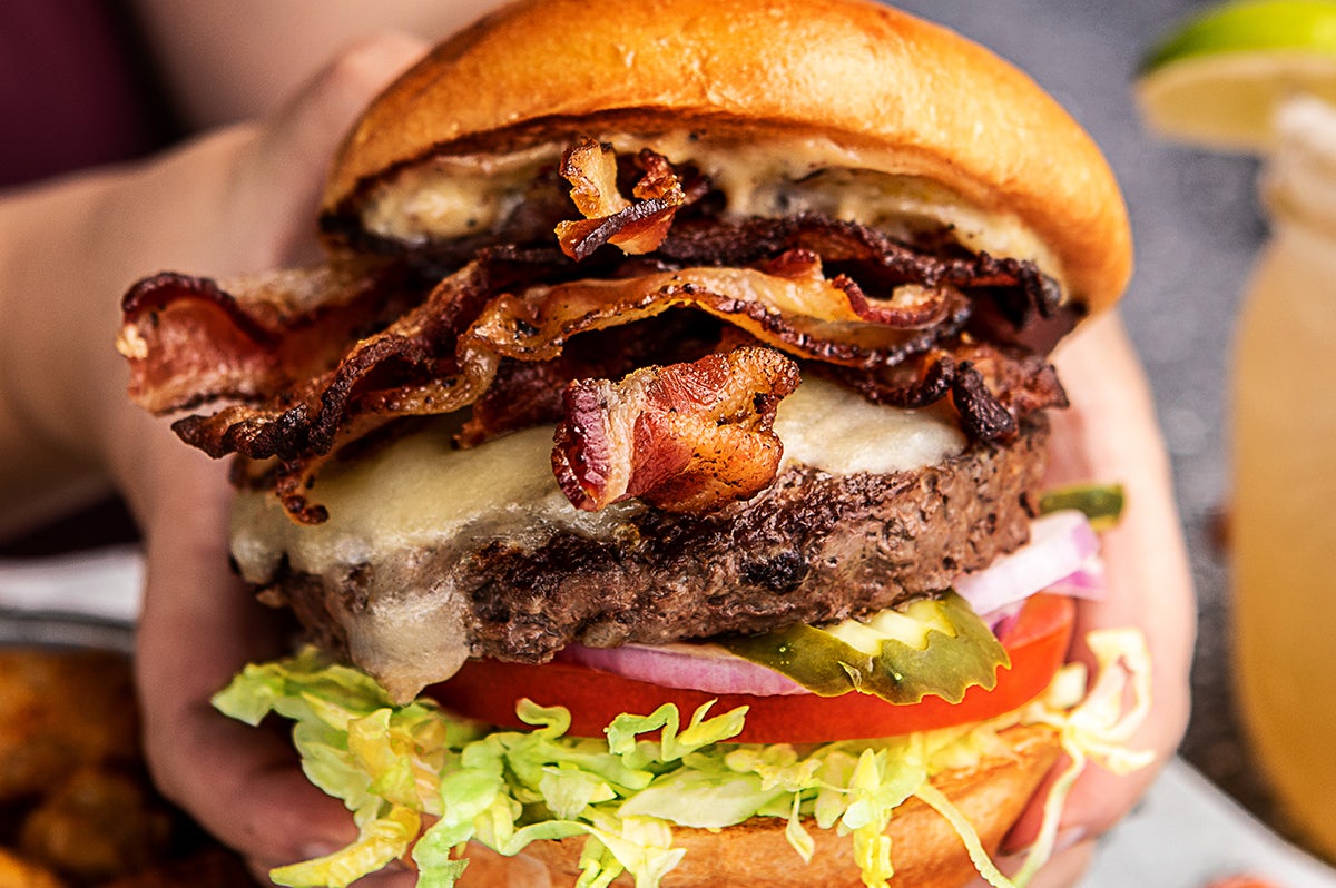 Order Bacon Cheeseburger on Steroids* food online from Bad Daddy's Burger Bar store, Morrisville on bringmethat.com