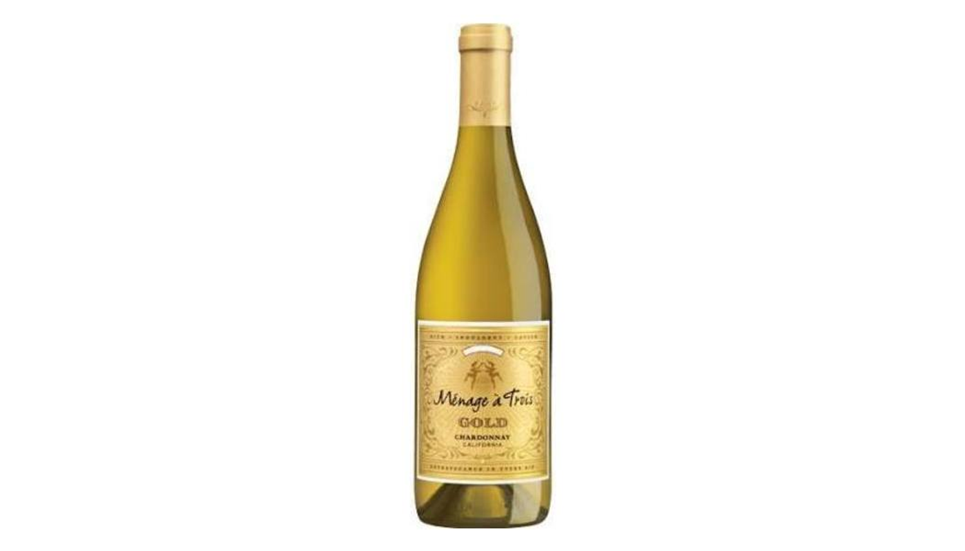 Order Menage a Trois Gold Chardonnay 750mL food online from Rancho Liquor store, Thousand Oaks on bringmethat.com