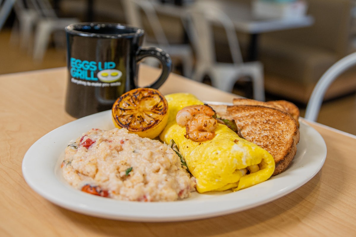 Order Shrimp & Grits Omelet food online from Eggs Up Grill store, Conway on bringmethat.com
