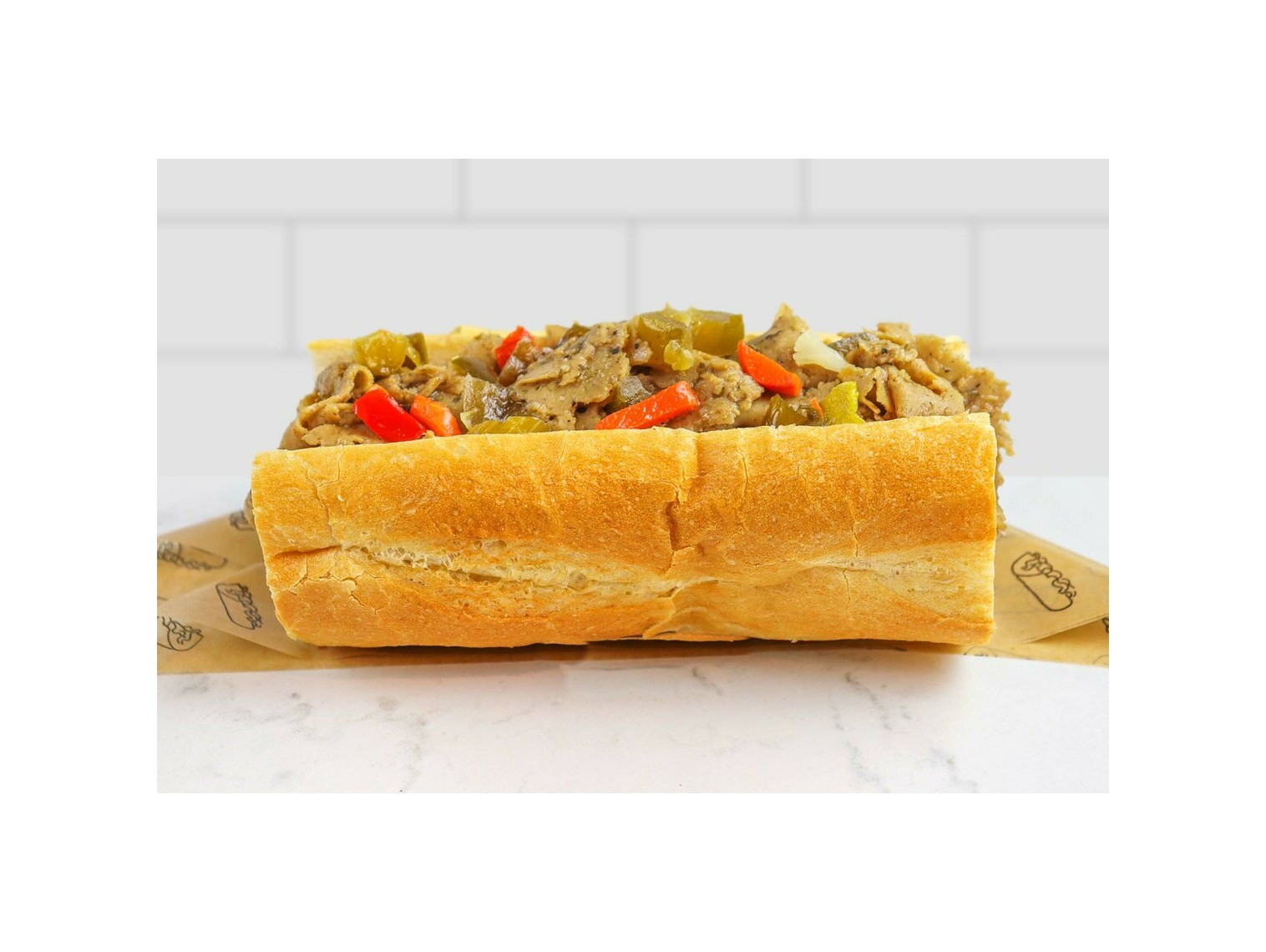 Order Plant-Based Italian Beefless Sandwich food online from Buona store, Harwood Heights on bringmethat.com