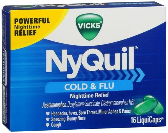 Order Vicks NyQuil Cold & Flu LiquiCaps food online from Scripx Pharmacy store, Plano on bringmethat.com