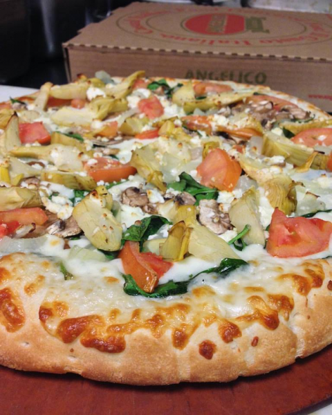 Order Spinach and Artichoke Pizza food online from Angelico Pizzeria Glover Park store, Washington on bringmethat.com