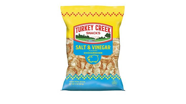 Order Turkey Creek Snacks Salt & Vinegar Pork Skins 2 oz food online from Valero Food Mart store, Murrayville on bringmethat.com