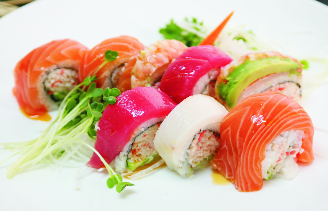Order 20. Rainbow Roll food online from I Love Sushi store, Santa Clarita on bringmethat.com