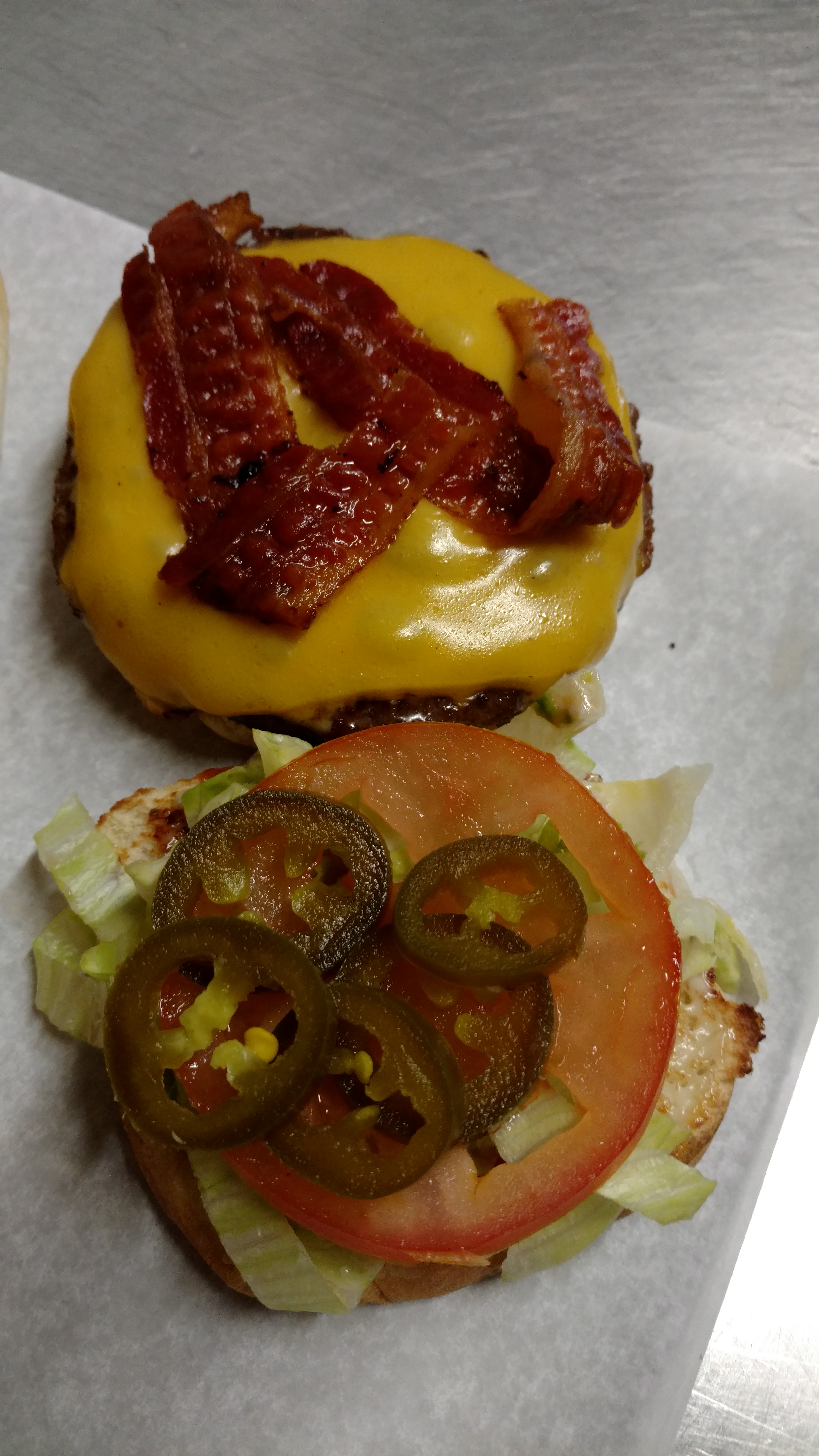 Order Bacon Cheeseburger with Fries food online from Bowl Inn store, Lackawanna on bringmethat.com