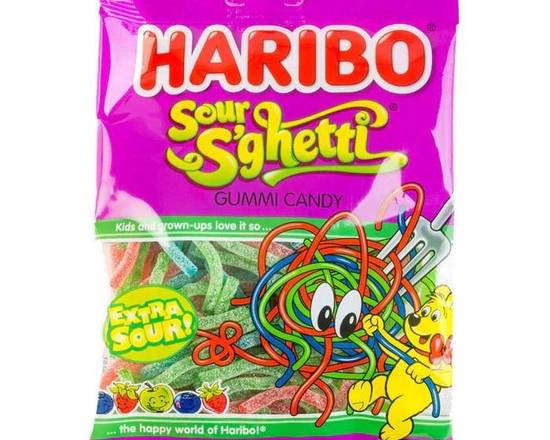 Order Haribo Sour S'ghetti Gummi Candy 5oz food online from Pit Stop Liquor Mart store, El Monte on bringmethat.com