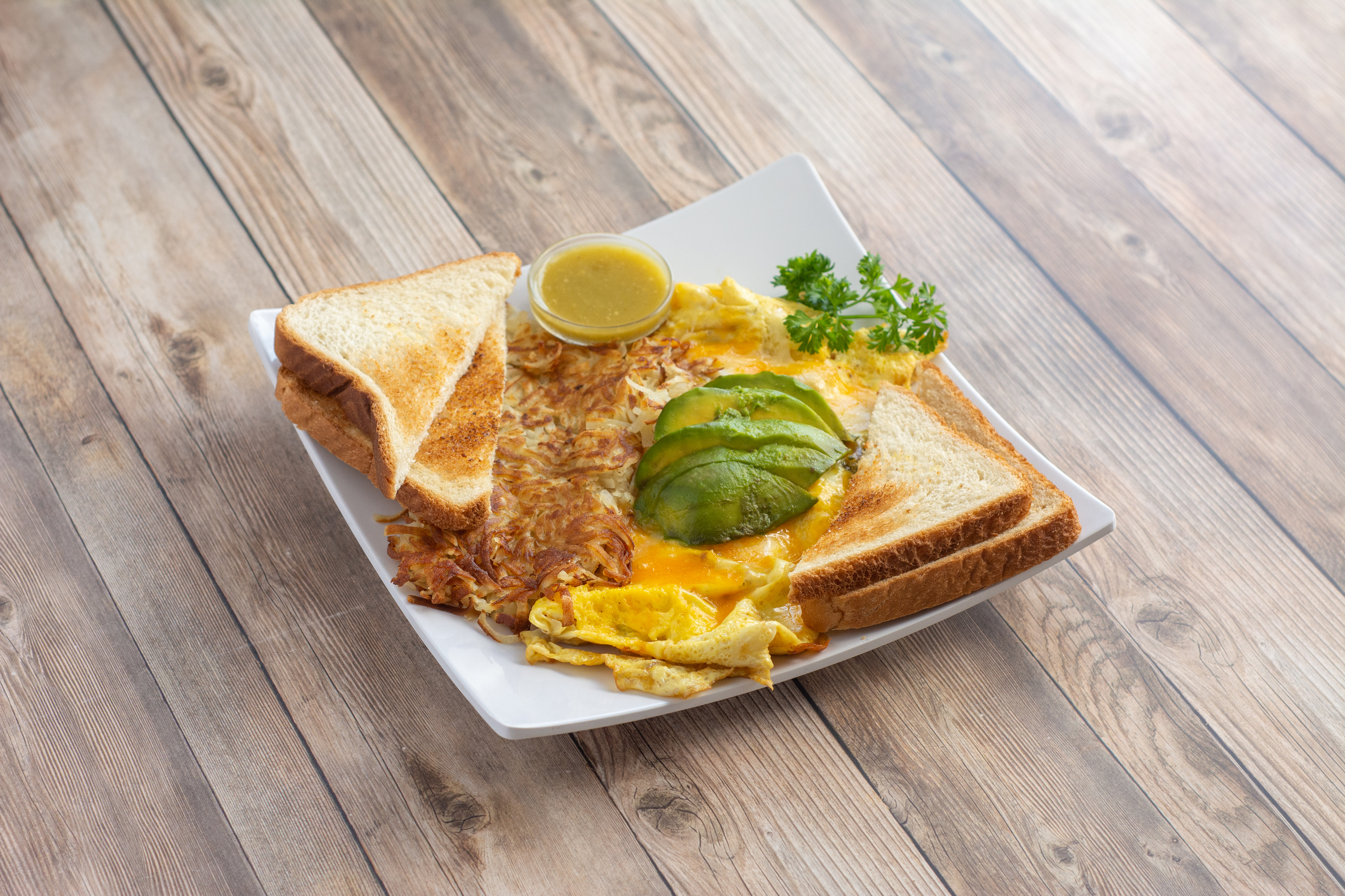 Order Bacon, Cheese and Avocado Omelet Breakfast  food online from Penny's Burgers store, Los Angeles on bringmethat.com