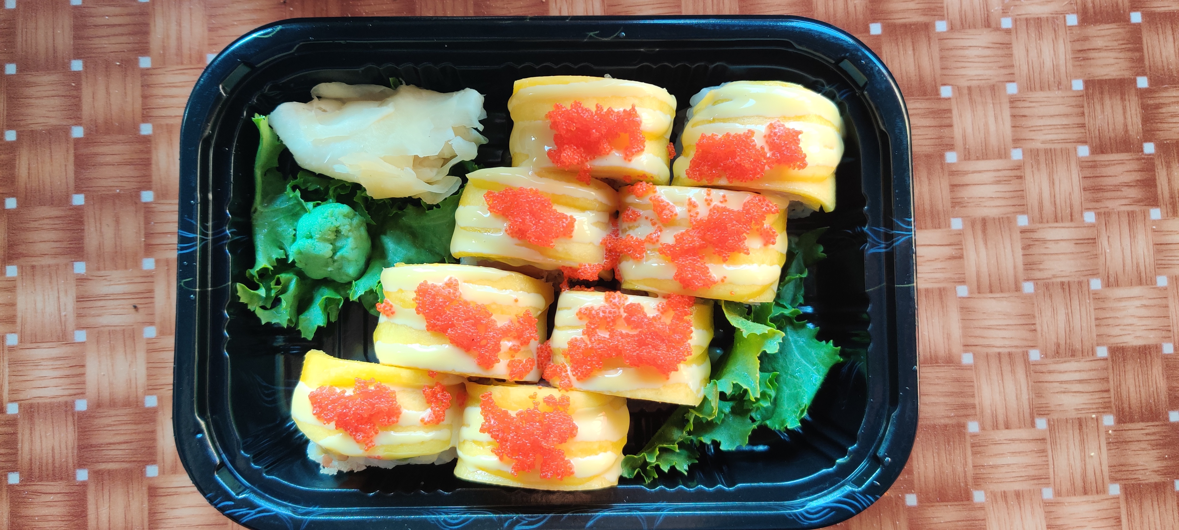 Order S5. Mango Tango Roll food online from Hagane Hibachi & Sushi store, Howard Beach on bringmethat.com