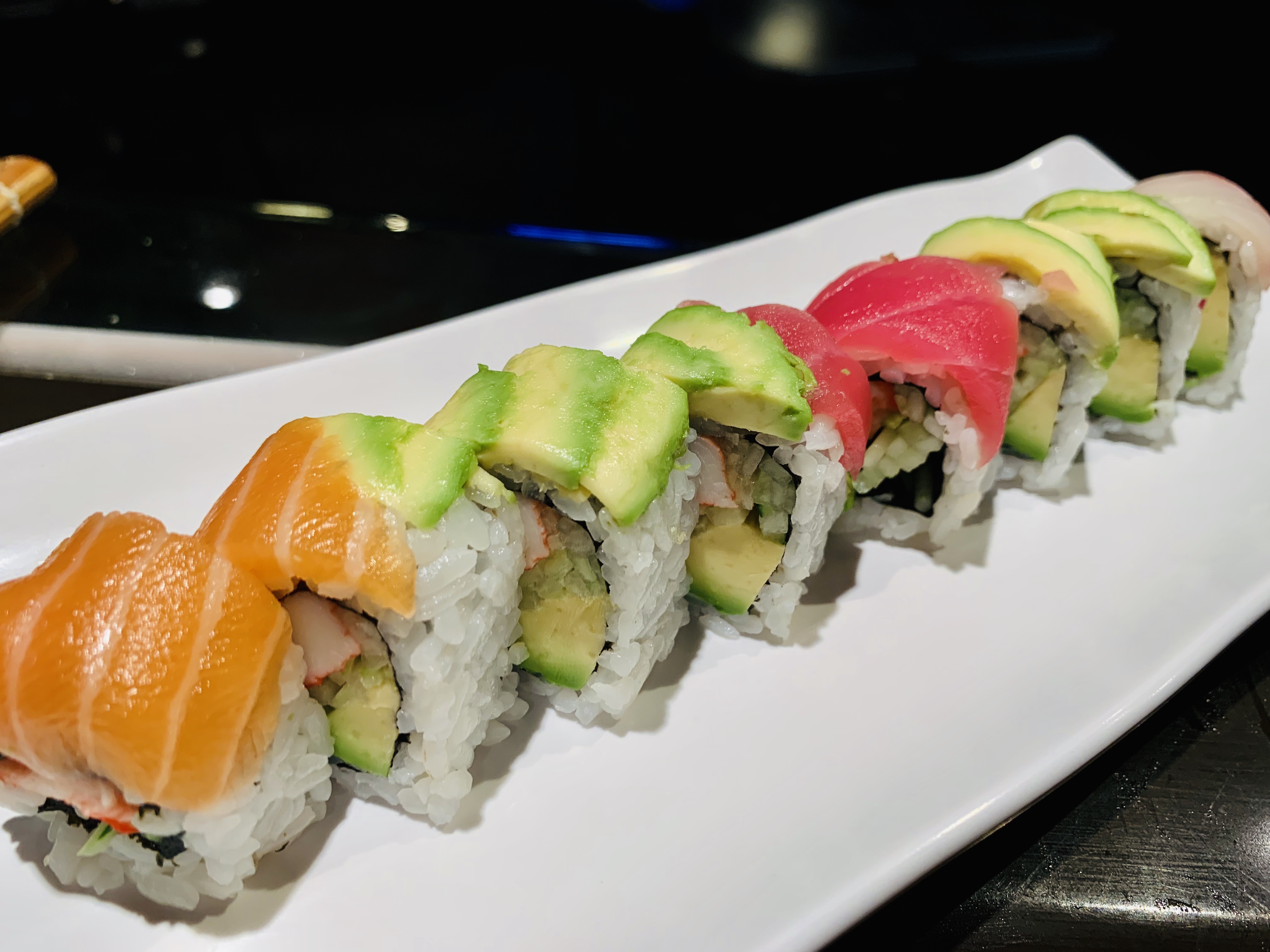 Order S17. Rainbow Special Roll food online from Sushi Club store, Fishers on bringmethat.com