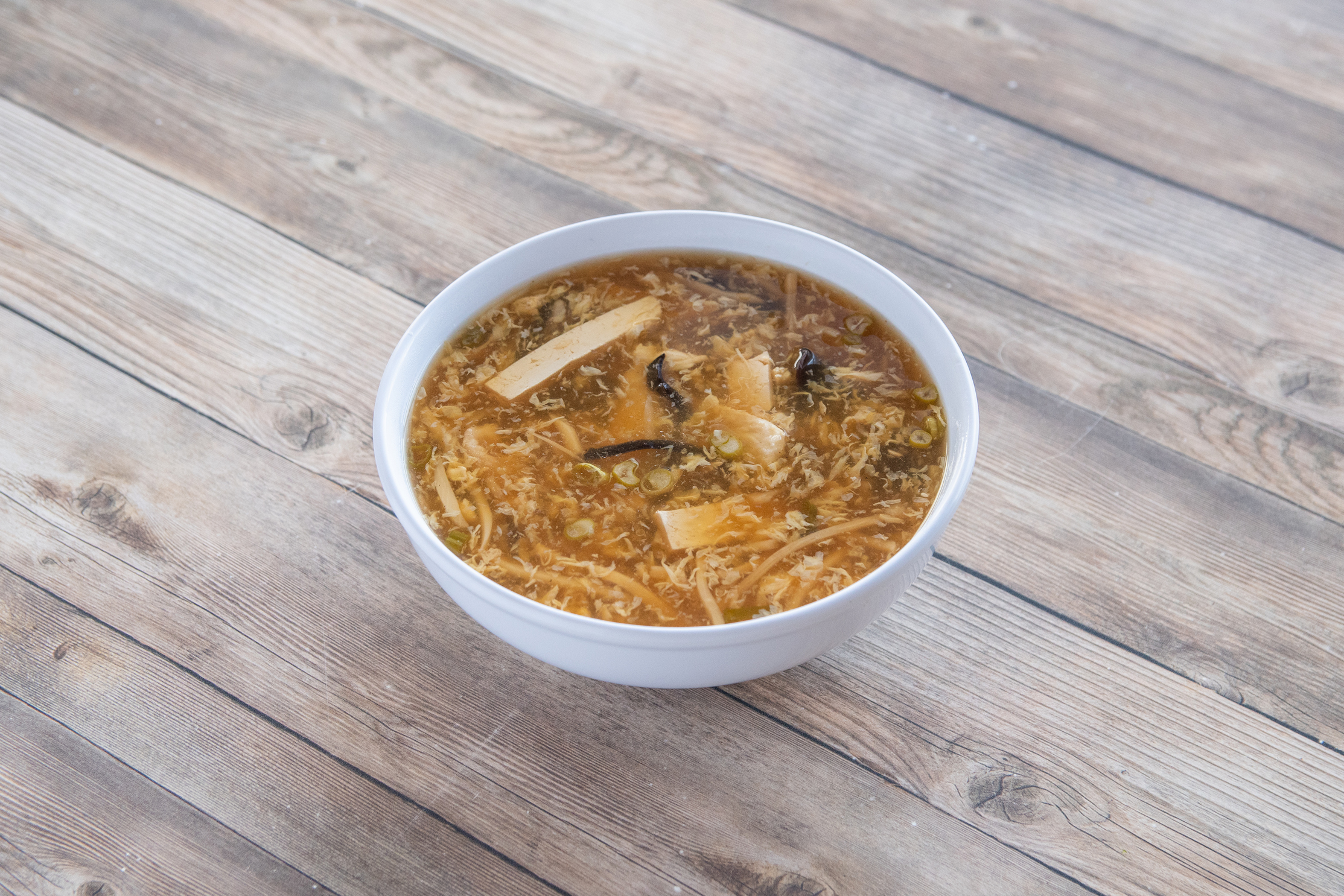 Order C5. Hot and Sour Soup food online from Hulu Wa Cuisine store, San Rafael on bringmethat.com