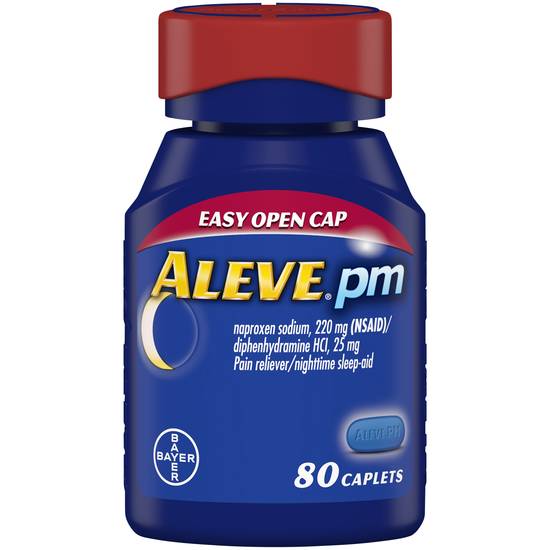 Order Aleve 220mg PM Pain Reliever Nighttime Sleep-Aid Caplets with Easy Open Athritis Cap (80 ct) food online from Rite Aid store, CONCORD on bringmethat.com