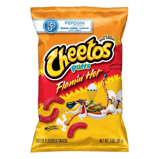 Order Cheetos · Puffs Flamin' Hot Cheese Flavored Snack (3 oz bag) food online from Mesa Liquor store, Mesa on bringmethat.com