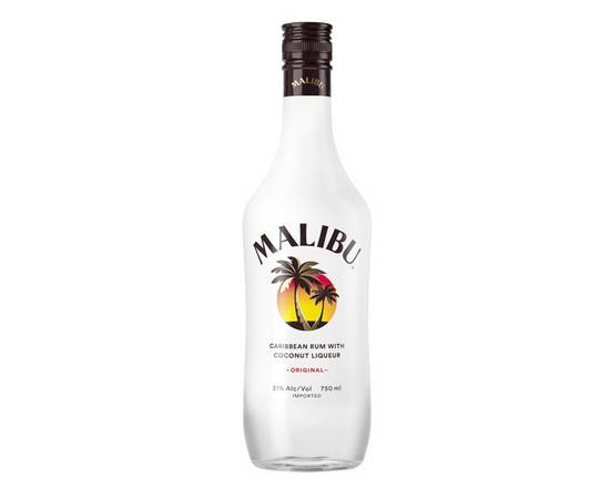 Order Malibu Coconut Rum, 750mL bottle (40% ABV) food online from Moby Liquor store, Los Angeles on bringmethat.com
