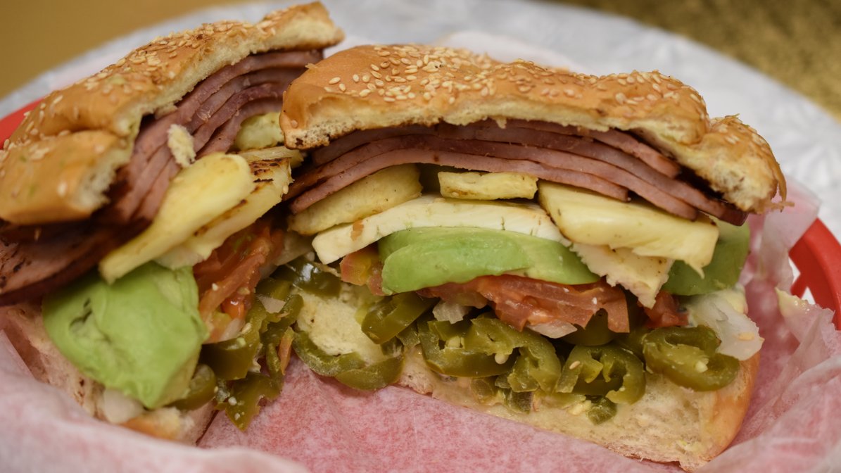 Order Hawaiana Sandwich food online from Mexico Bakery store, San Jose on bringmethat.com