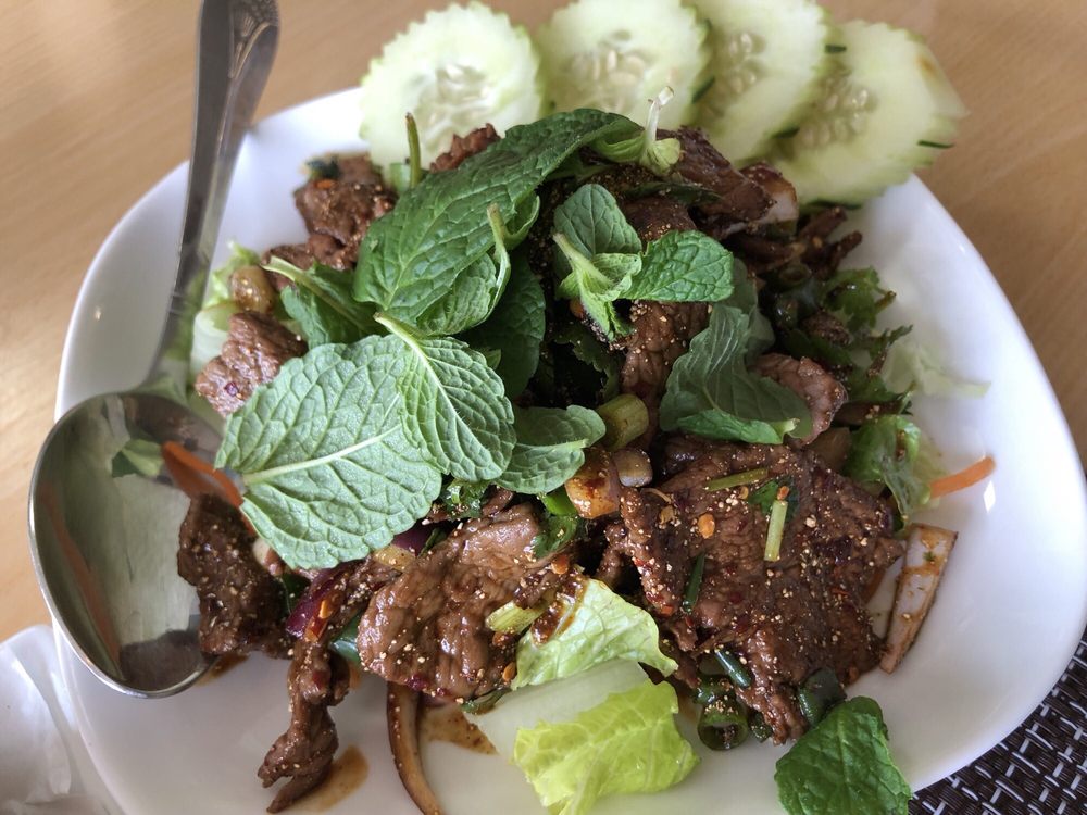 Order 4. Nam Tok Beef Salad food online from Krua Thai Cuisine store, Chula Vista on bringmethat.com