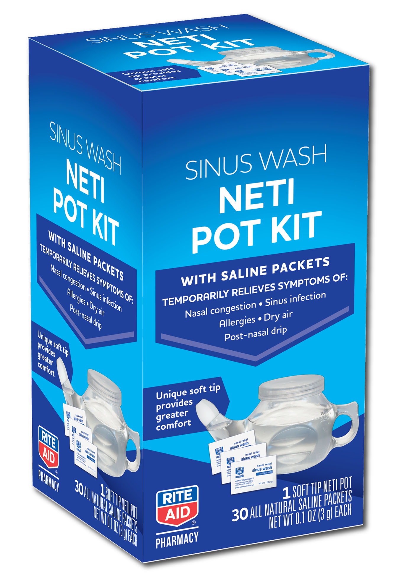 Order Rite Aid Neti Pot Nasal Rinse Kit with 30 Salt Packets - 1 Kit food online from Rite Aid store, MILLER PLACE on bringmethat.com
