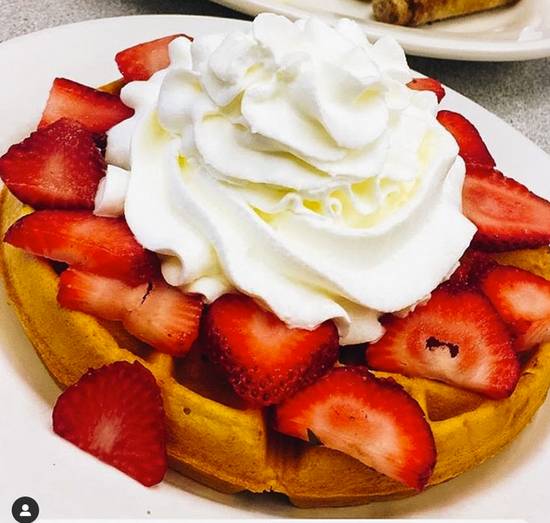Order Strawberries & Cream Waffle food online from Donut Villa store, Malden on bringmethat.com