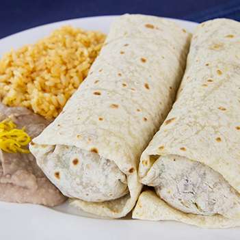 Order 7. Two Beef Burritos Combo food online from Federico Mexican Food store, Scottsdale on bringmethat.com