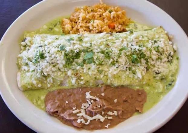 Order D. Poblano Burrito food online from Carlos Mexican Restaurant store, Westland on bringmethat.com