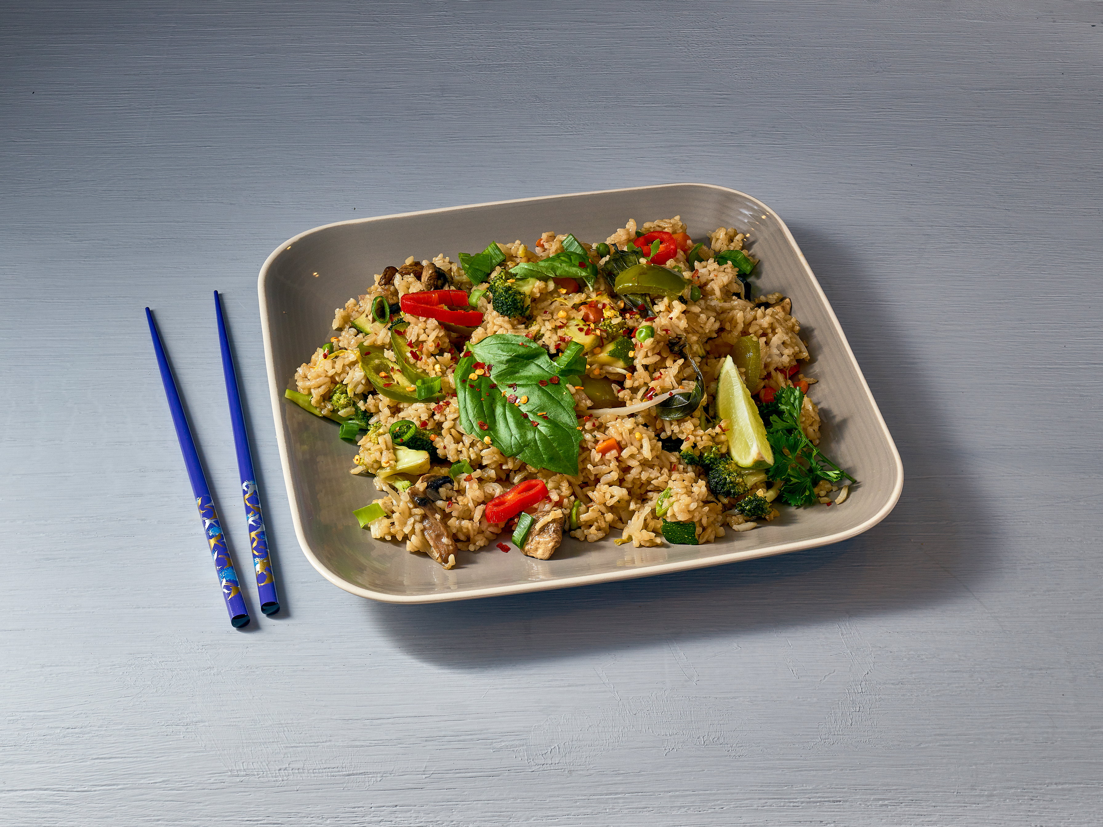 Order Vegetable Basil Fried Rice food online from Fusion City store, Denver on bringmethat.com