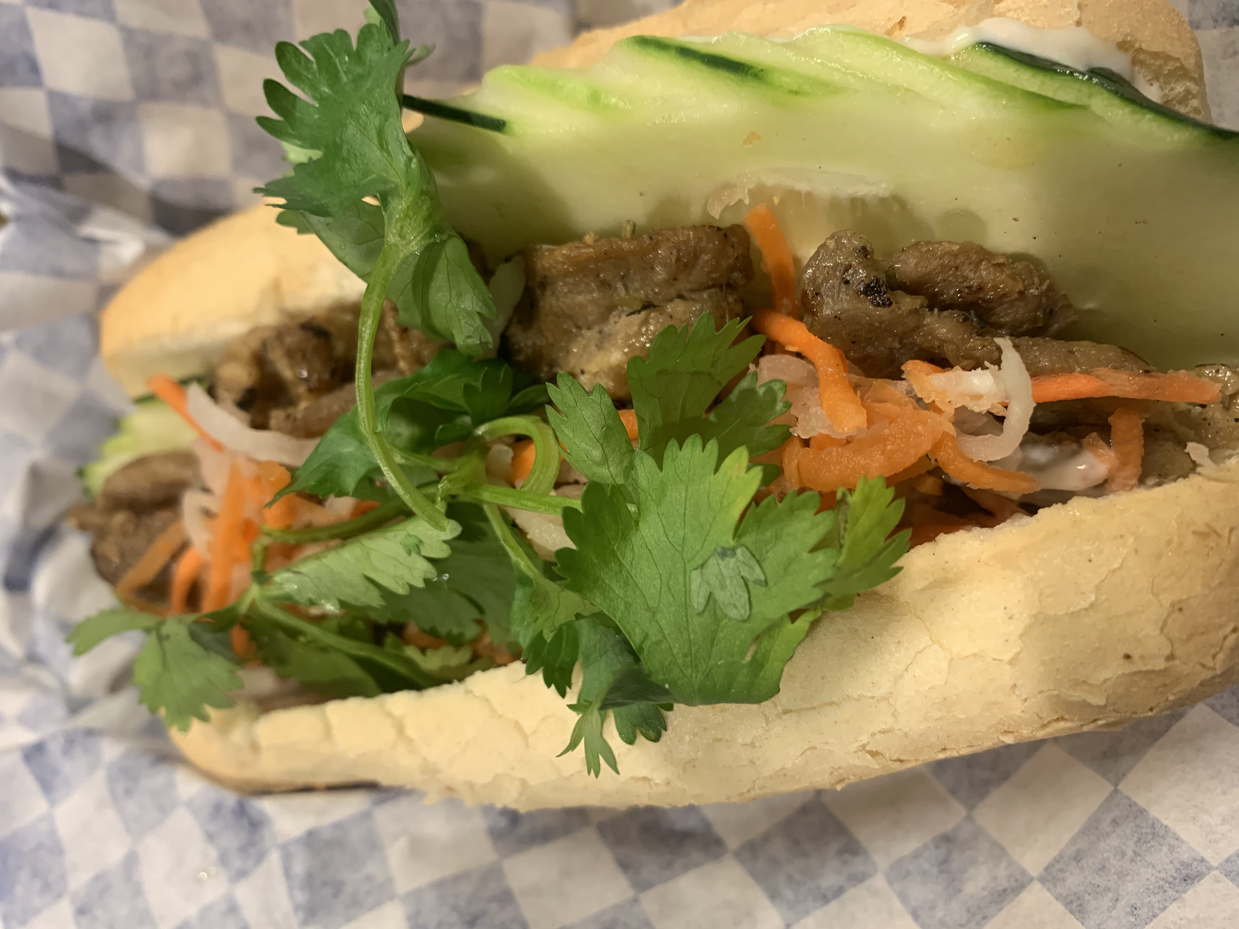 Order 6A. GRILLED BEEF SANDWICH - BÁNH MÌ BÒ food online from Pt Noodles store, Avondale on bringmethat.com