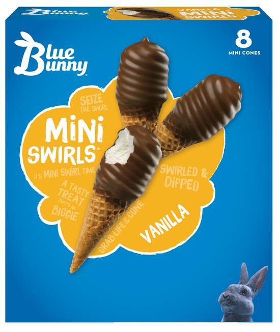 Order Blue Bunny Mini Swirls Cone (8 pk) food online from Huck Market #400 store, Newburgh on bringmethat.com