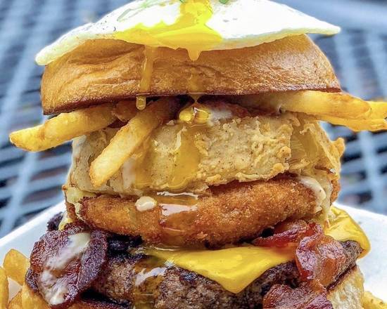 Order Mack Daddy's Hangover Burger food online from The Rouxpour- Sugar Land store, Sugar Land on bringmethat.com