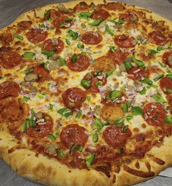 Order 14 in pizza food online from Dynamic Duo Beverage And Deli store, Willoughby Hills on bringmethat.com