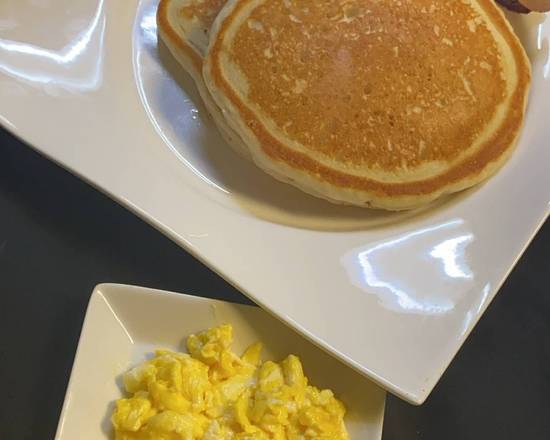 Order Pancakes, Bacon, and Eggs food online from Dessence Cafe store, East Point on bringmethat.com