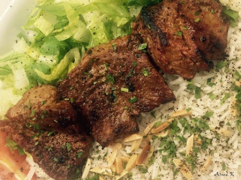 Order Beef Kebab Platter food online from Petra Middle Eastern Cuisine store, Livermore on bringmethat.com