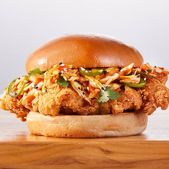Order Korean Chicken Sandwich (Fried) food online from Wings and Rings store, Lincoln on bringmethat.com