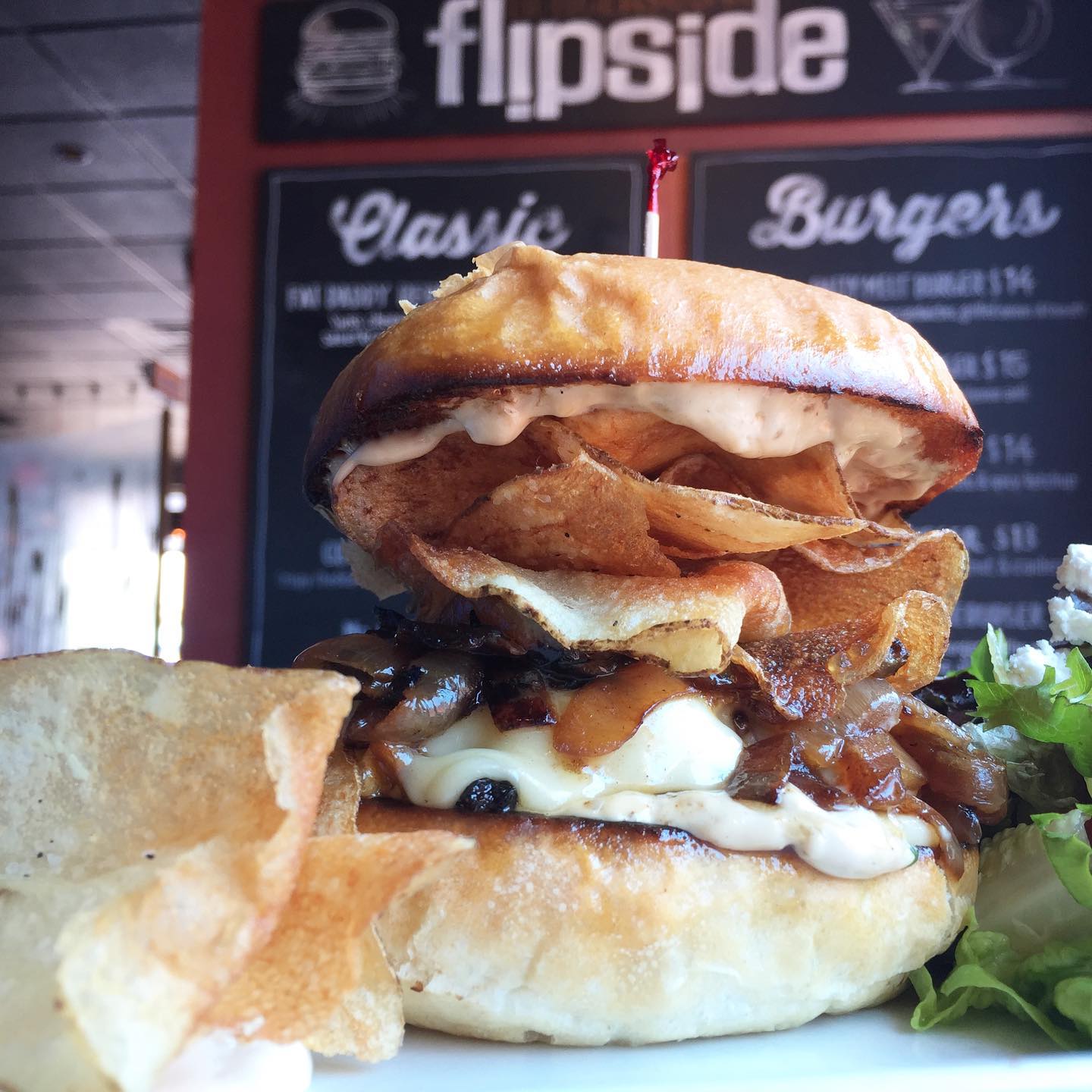 Order Chip and Dip Burger food online from Flipside Burgers & Bar store, Fairfield on bringmethat.com