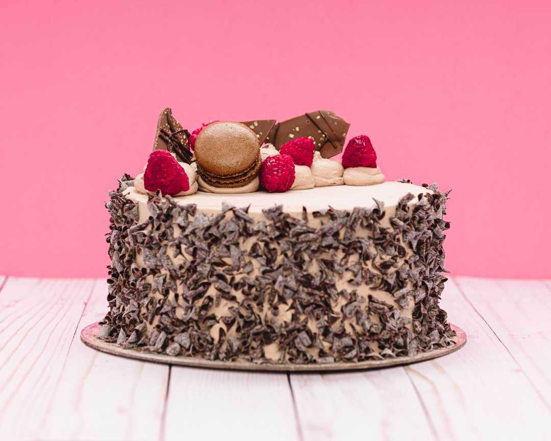 Order Chocolate Raspberry Cake food online from Cute Cakes store, Escondido on bringmethat.com