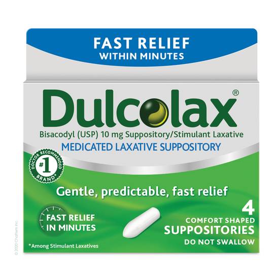 Order Dulcolax Medicated Laxative Suppository Comfort Shaped (4 ct) food online from Rite Aid store, Warren on bringmethat.com