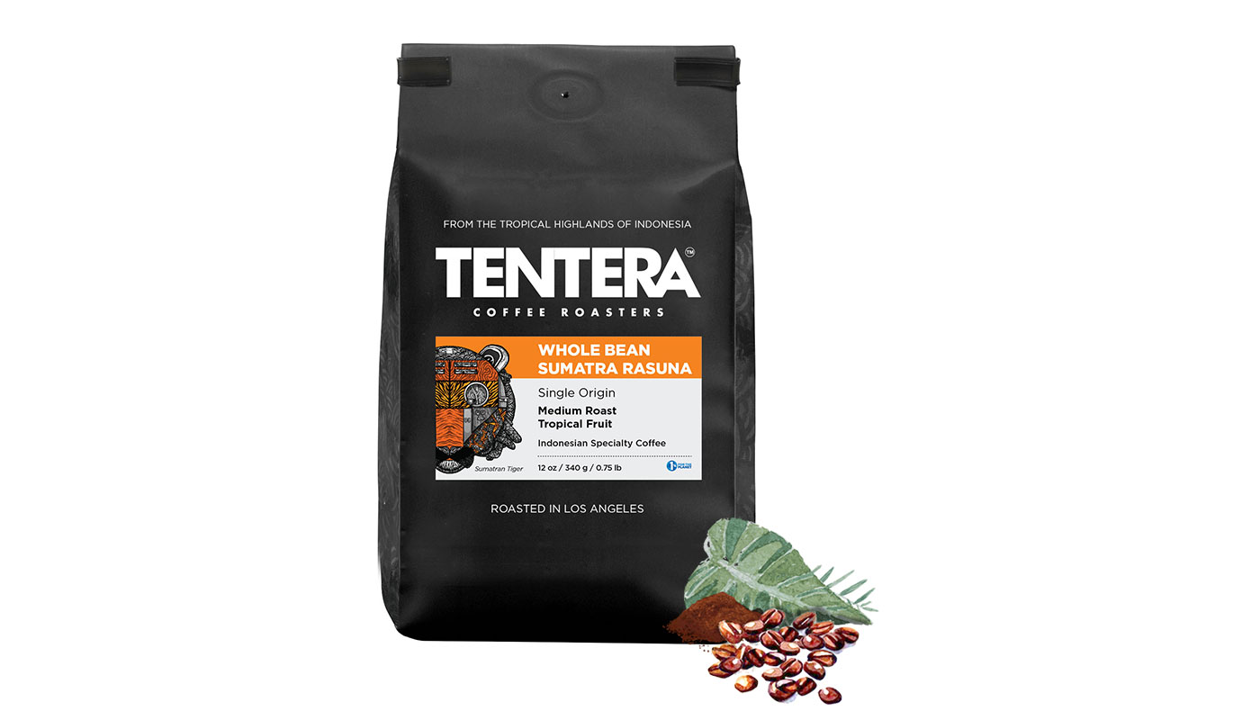 Order Sumatra Rasuna Natural Indonesian 1 pound (Tropical fruity) food online from Tentera Coffee Roasters store, Los Angeles on bringmethat.com