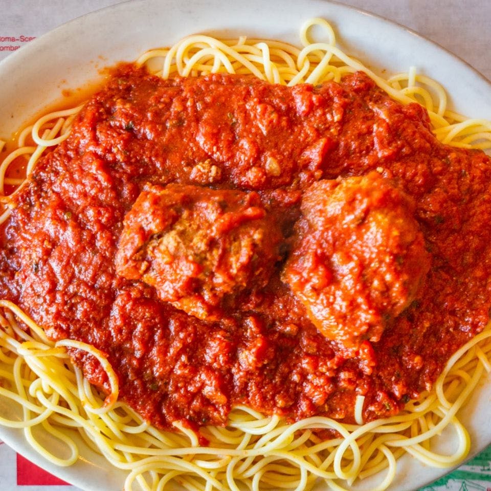 Order Spaghetti with Two Meatballs - Dinner food online from Pizza'n Stuff store, La Verne on bringmethat.com