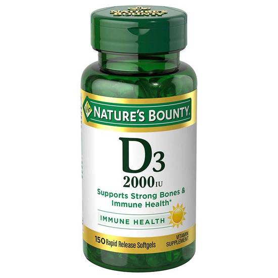 Order Nature's Bounty D3 Rapid Release Softgels 2000IU (100 ct) food online from Rite Aid store, Palm Desert on bringmethat.com