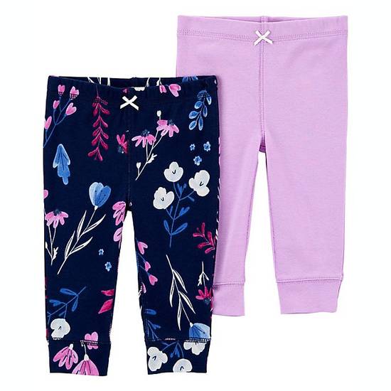 Order carter's® Size 12M 2-Pack Floral Pull-On Cotton Pants in Purple food online from Bed Bath & Beyond store, Lancaster on bringmethat.com