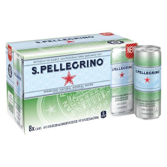 Order S.Pellegrino Sparkling Natural Mineral Water 11.15 oz Cans (11.15 oz x 8 ct) food online from Rite Aid store, Girard on bringmethat.com